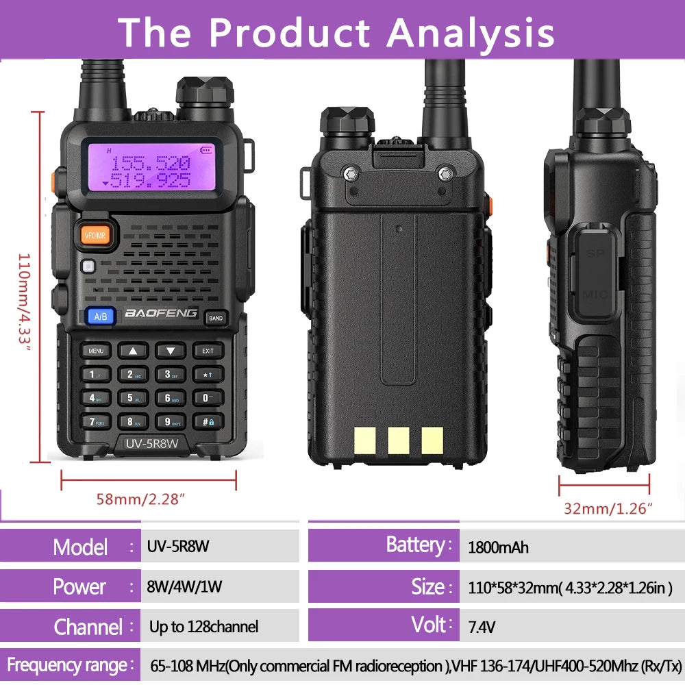 Baofeng Walkie Talkie UV 5R Radio de Dos Vías de Banda Dual