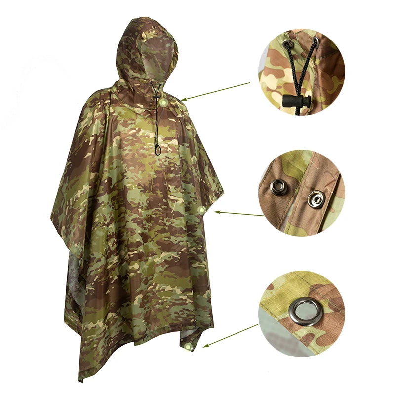 Poncho impermeable de camuflaje