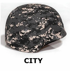 Funda de casco de airsoft CITY con camuflaje digital urbano, ideal para entornos de combate en la ciudad y operaciones tácticas en áreas metropolitanas.