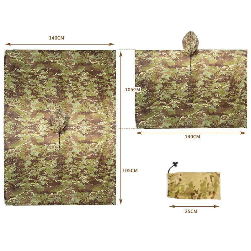Poncho impermeable de camuflaje