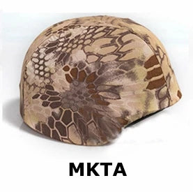 Funda de casco de airsoft MKTA en camuflaje desértico, para una integración sin esfuerzo en entornos áridos y ejercicios de entrenamiento militar.