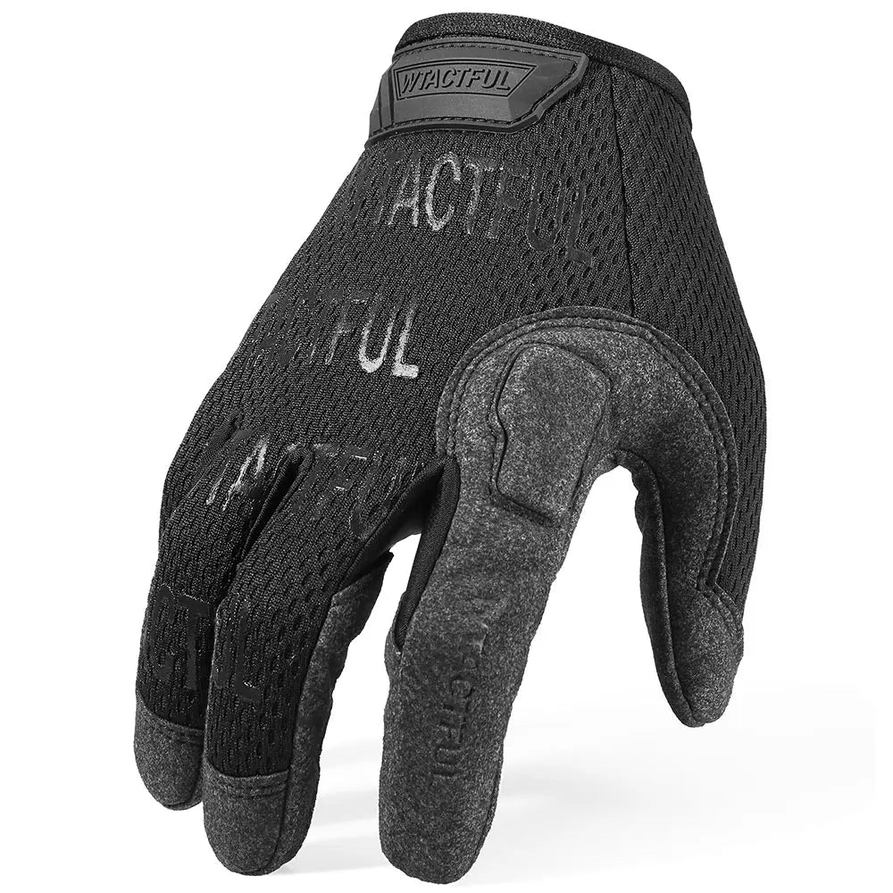 Guante táctico negro para airsoft con diseño ergonómico y material resistente para uso militar