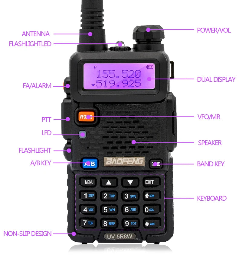 Baofeng Walkie Talkie UV 5R Radio de Dos Vías de Banda Dual
