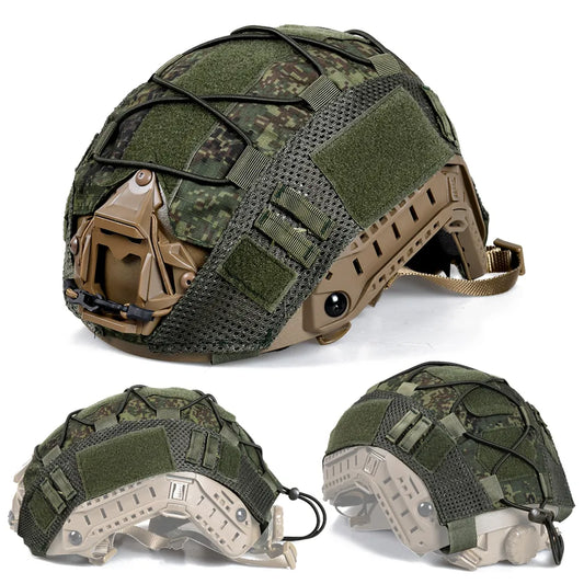 Este conjunto de casco de airsoft en camuflaje digital-verde incluye accesorios tácticos, combinando funcionalidad y estilo para el entusiasta del equipamiento militar.